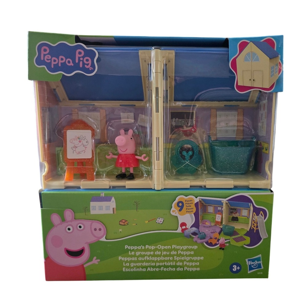 Peppa Pig Pop-Open Playgroup Playset 9 Pieces Hasbro School Toy New